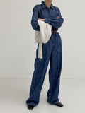 Slab Denim Wide Pants