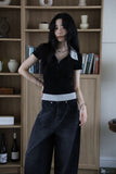 Heli color matching collar short sleeve tee