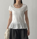 Lace Frill Short Sleeve T-Shirt