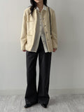 Curved Semi-Wide Cotton Pants