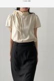 [Short Sleeve Version] Charming Tie Puff Blouse