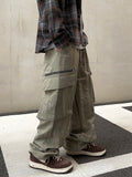 Diagonal Zipper Nylon Cargo Pants