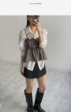 Two-slit tencel see-through blouse