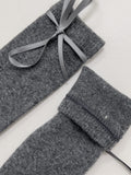 Ribbon Cashmere Plain Knee Socks