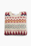 Nordic pattern round neck knit