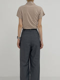Shirring Cap Mock Neck T-Shirt