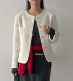 Musk No-Collared Tweed Jacket