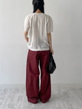 121 One Tuck Cotton Wide Pants