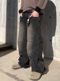 Paneled Incision Wide Denim