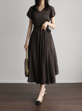[Premium] Armoni Pleated Belt V-Neck One Piece