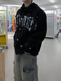 Brush letter cotton jacket