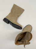 Fawn Suede Two-Buckle Half Boots