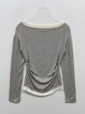 Layered Shirring Boat Neck T-Shirt