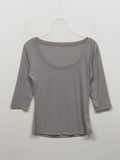 Ribbed Deep U-Neck Crop T-Shirt