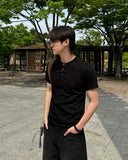 One Q Ribbed Henry Neck Short Sleeve T-shirt