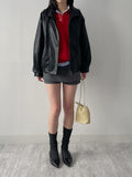 Verdi Flap Overfit Leather Blouson