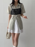 Tencel collar strap blouse
