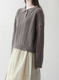 Roga collar cable knitwear