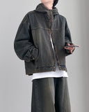 Older High Neck Hood Denim Jacket