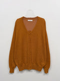 [unisex] Boucle V-neck overfit cardigan