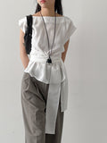 Hepburn Wrap Boat Neck Blouse