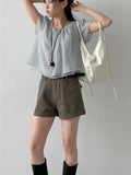 Organza Plain Layered Short Sleeve Blouse
