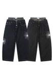 Deep indigo camo sagging denim pants