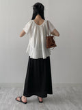 Banding Satin Long Skirt