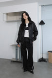 Vegan leather varsity jacket