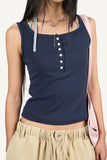 Button ribbed sleeveless