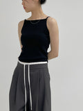 Boat Neck Square Ribbed Sleeveless
