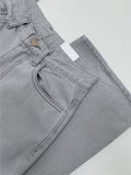 Gray cat-washed straight wide denim