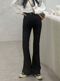 Basic cotton semi-bootcut pants