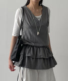 Mori Frill Layered Sleeveless One-Piece Dress