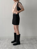 [Scrunchie Set/Reversible] Tencel See-Through Half Blouse