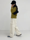 Cable wool two-way zip-up cardigan