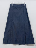 Deep Slit Wrap Denim Long Skirt