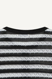 Striped Henley neck long sleeve knit