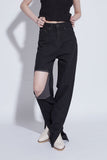 damage hole black jeans