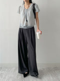 [Summer ver.] T-shirt with double-pleated long wide slacks