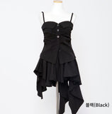 Queen's Shirring Bustier + Unbalanced Flare Skirt Set