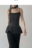[Tie SET] Stripe frill sleeveless