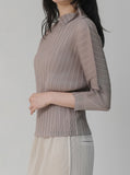 [Premium] Pleated Polum High Neck T-Shirt