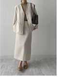 [Setup Available] Monet Tweed H-Line Long Skirt