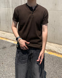 Henryneck Rib Knit Short Sleeve Tee