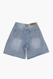 Side fold bermuda denim pants