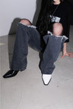 damaged washing denim
