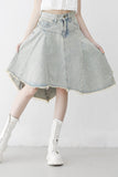 Reneck denim unbalance skirt