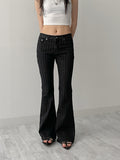 Striped Low Bootcut Denim Pants