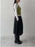 Two-pin tuck cotton flare skirt